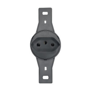 Tomada 2P+T Redonda 10A Preta Blux – Ideal para TV, PC e Eletrodomésticos