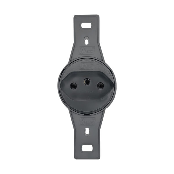 Tomada Redonda Embutir 2P+T 10A Preta Com Haste Blux
