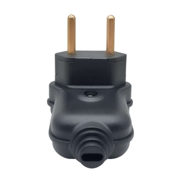 Pino Plugue Macho Margirius 10A 2 Polos 90° Preto c/ Prensa Cabo Tomada Elétrica