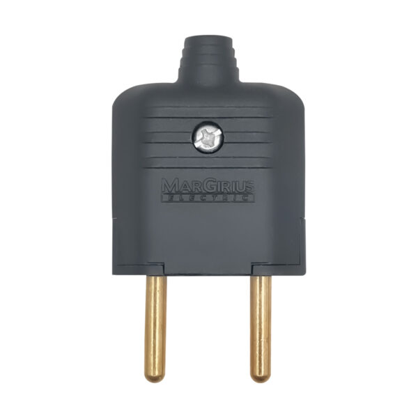 Pino Plugue Macho Margirius 10A 2P 180° Preto – Tomada Elétrica 2 Polos