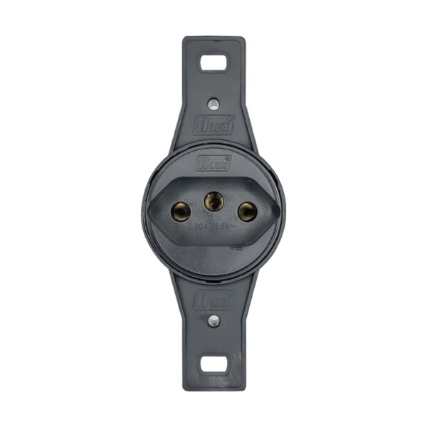 Tomada 20A Redonda 2P+T Preta Blux – Para Forno Elétrico, Ar-Condicionado e Mais