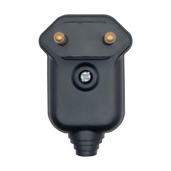 Pino Plugue Macho Margirius 10A 2 Polos 90° Preto c/ Prensa Cabo Tomada Elétrica