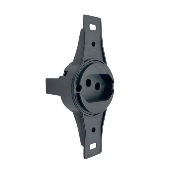 Tomada Redonda Embutir 2P+T 10A Preta Com Haste Blux