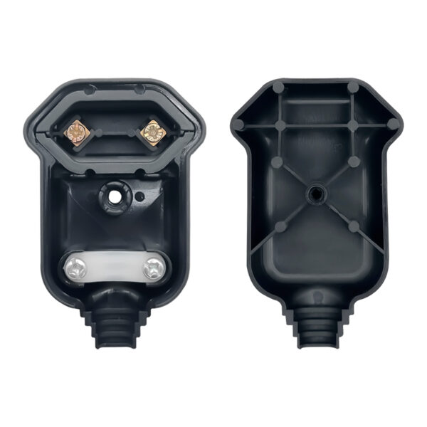Pino Plugue Macho Margirius 10A 2 Polos 90° Preto c/ Prensa Cabo Tomada Elétrica