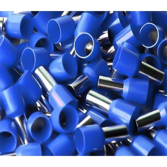 Terminal Tubular 2,5mm Azul Ilhós Simples Pré-Isolado Elétrico
