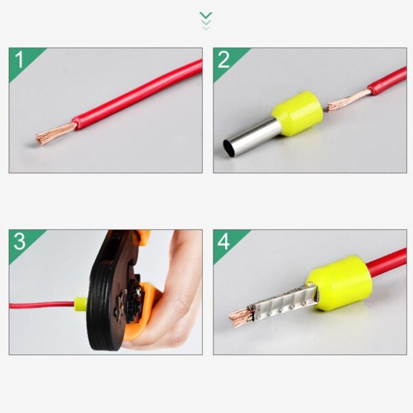 Terminal Tubular 25mm Amarelo Ilhós Simples Pré-Isolado Conexão Elétrica