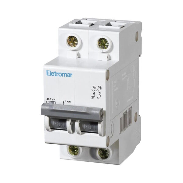 Disjuntor DIN Bifásico / Bipolar 50A Curva C 3KA Eletromar
