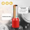 Terminal Tubular 10mm Vermelho Ilhós Simples Pré-Isolado Conexão Elétrica