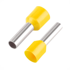 Terminal Pré Isolado Tubular 6mm Amarelo Ilhós Simples para Fio Elétrico