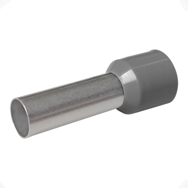 Terminal Tubular 4mm Cinza Ilhós Simples Pré-Isolado Conexão Elétrica