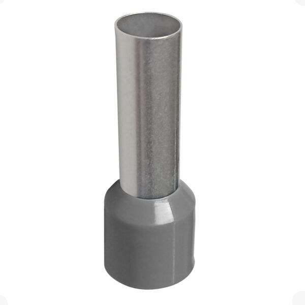 Terminal Tubular 4mm Cinza Ilhós Simples Pré-Isolado Conexão Elétrica