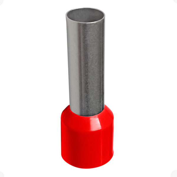 Terminal Tubular 10mm Vermelho Ilhós Simples Pré-Isolado Conexão Elétrica
