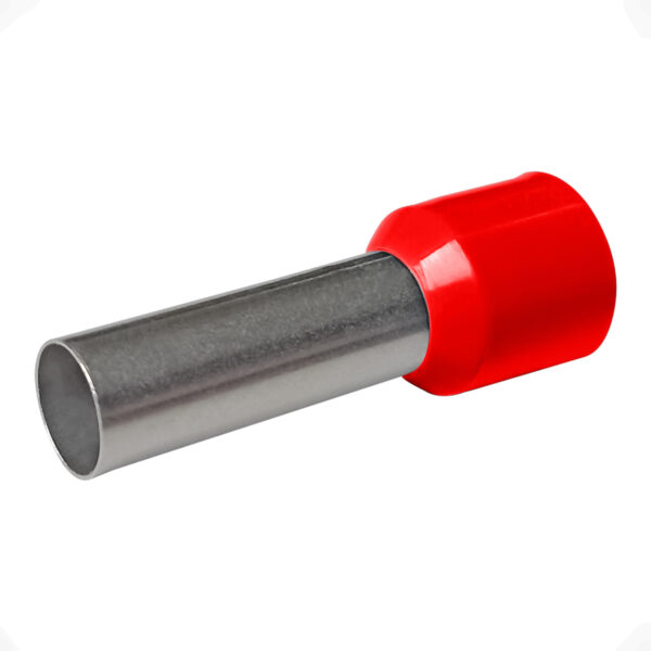 Terminal Tubular 10mm Vermelho Ilhós Simples Pré-Isolado Conexão Elétrica