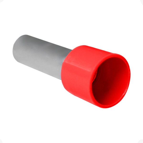 Terminal Tubular 10mm Vermelho Ilhós Simples Pré-Isolado Conexão Elétrica
