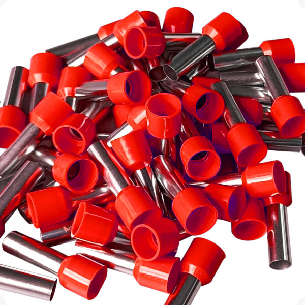 Terminal Tubular 10mm Vermelho Ilhós Simples Pré-Isolado Conexão Elétrica