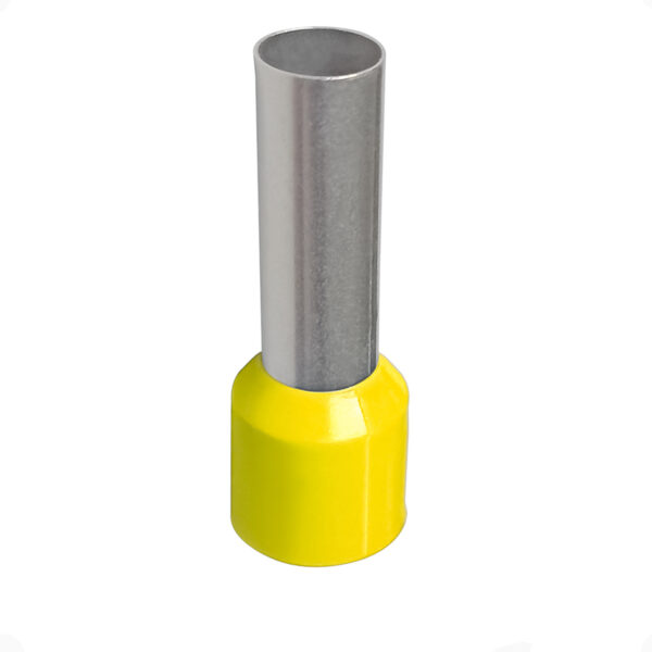 Terminal Tubular 25mm Amarelo Ilhós Simples Pré-Isolado Conexão Elétrica