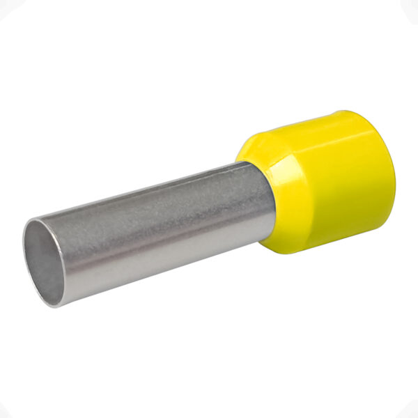 Terminal Tubular 25mm Amarelo Ilhós Simples Pré-Isolado Conexão Elétrica