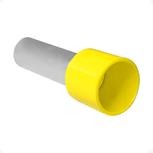 Terminal Tubular 25mm Amarelo Ilhós Simples Pré-Isolado Conexão Elétrica