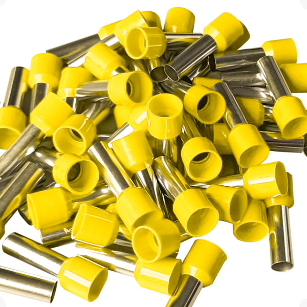 Terminal Tubular 25mm Amarelo Ilhós Simples Pré-Isolado Conexão Elétrica