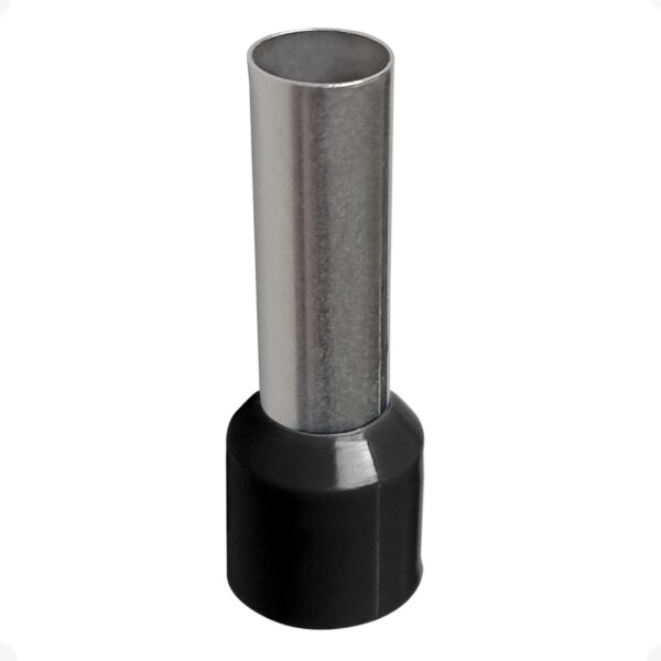 Terminal Tubular 1,5mm Preto Ilhós Simples Pré-Isolado para Fio Elétrico