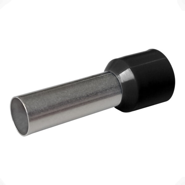 Terminal Tubular 1,5mm Preto Ilhós Simples Pré-Isolado para Fio Elétrico