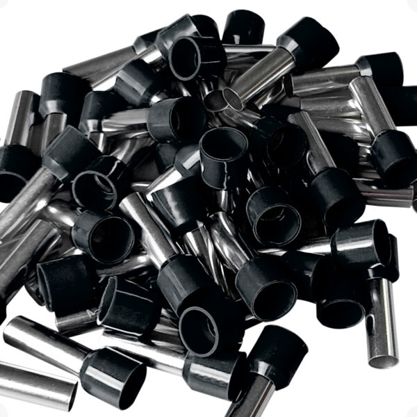 Terminal Tubular 1,5mm Preto Ilhós Simples Pré-Isolado para Fio Elétrico