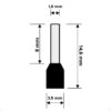 Terminal Tubular 1,5mm Preto Ilhós Simples Pré-Isolado para Fio Elétrico