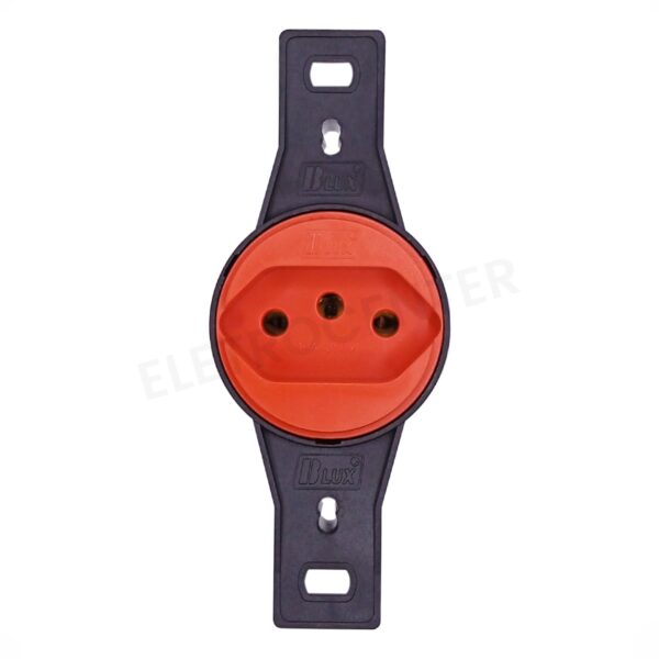 Tomada 2P+T Redonda 10A Vermelha Blux – Ideal para TV, PC e Eletrodomésticos