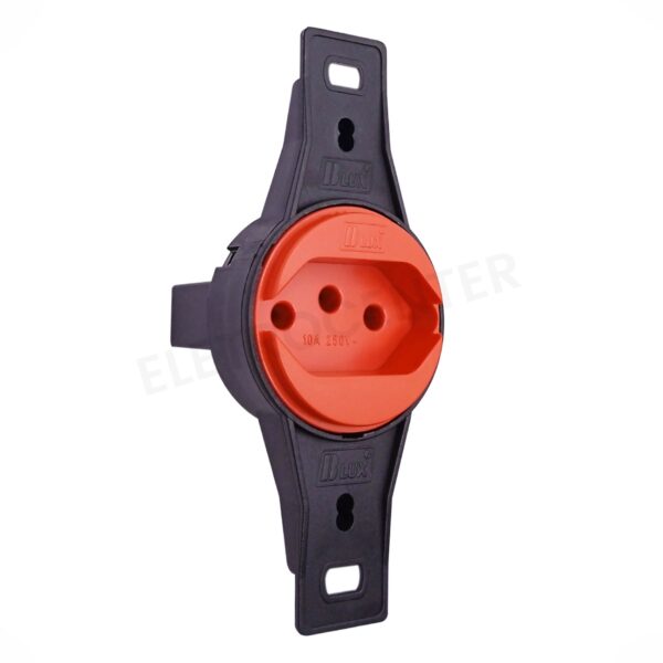 Tomada 2P+T Redonda 10A Vermelha Blux – Ideal para TV, PC e Eletrodomésticos