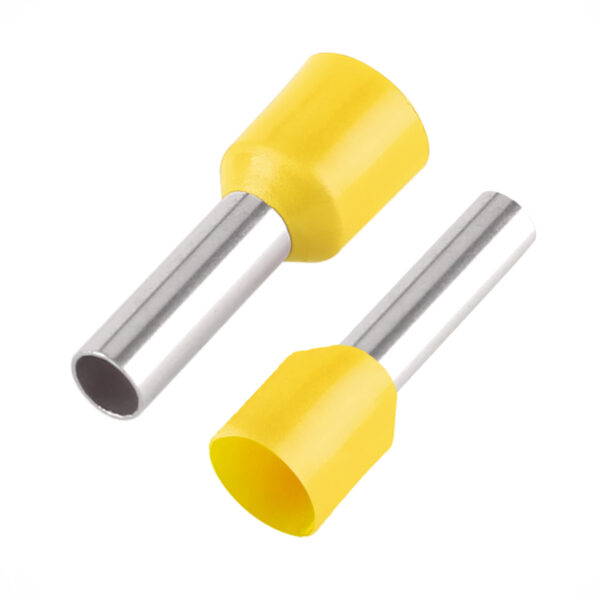 Terminal Pré-Isolado Tubular Ilhós 6mm x 12mm Amarelo