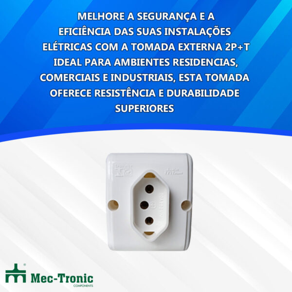 Tomada de Sobrepor Externa 20A 2P+T Mec-Tronic – Resistente e Segura
