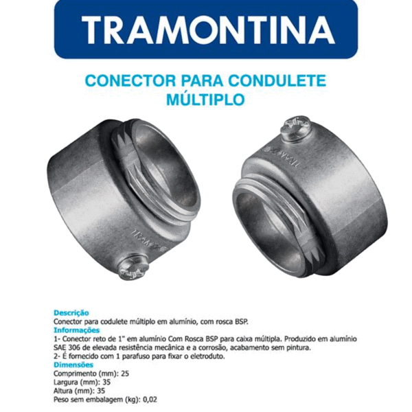 Conector Unidut 1" para Condulete Múltiplo Tramontina | Alumínio Resistente