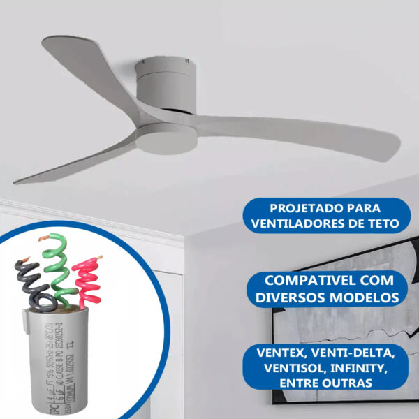 Capacitor para Motor Ventilador 3 Fios 4+6uF 250V