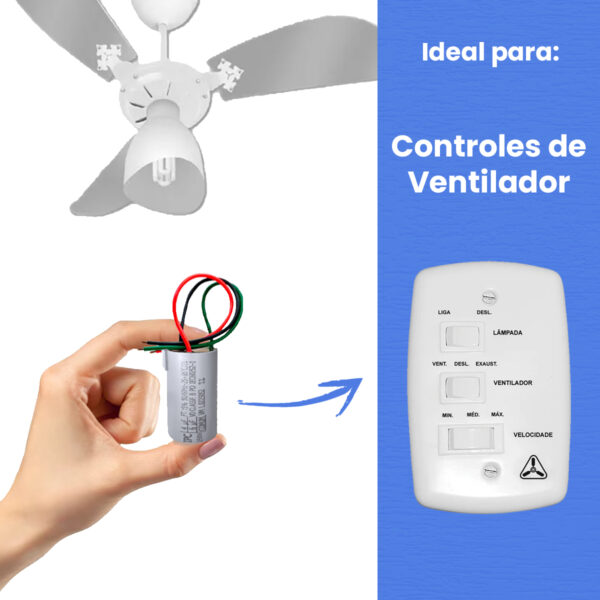 Capacitor para Motor Ventilador 3 Fios 4+6uF 250V
