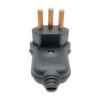 Pino Plugue Margirius 10A 2P+T 90° Preto c/ Prensa Cabo e Pinos Maciços Tomada 3 Polos