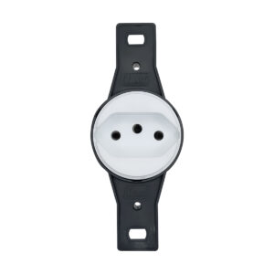 Tomada 2P+T Redonda 10A Branca Blux – Ideal para TV, PC e Eletrodomésticos