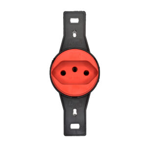 Tomada 2P+T Redonda 10A Vermelha Blux – Ideal para TV, PC e Eletrodomésticos