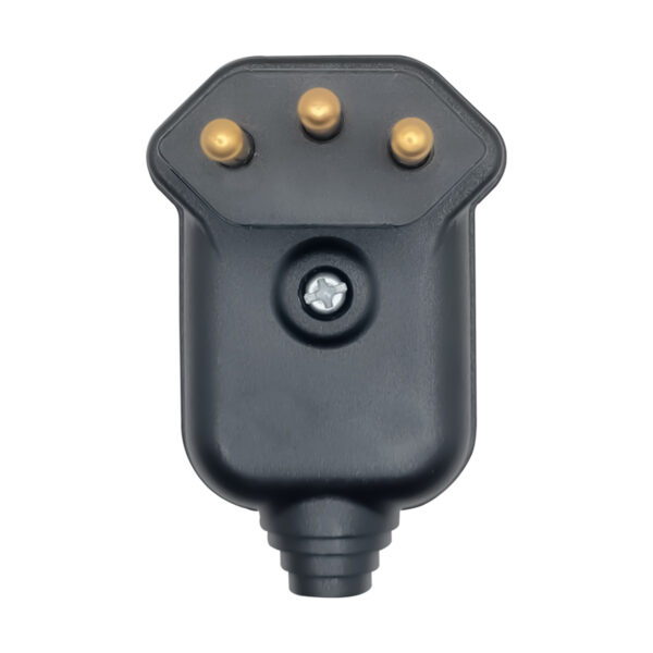 Pino Plugue Margirius 10A 2P+T 90° Preto c/ Prensa Cabo e Pinos Maciços Tomada 3 Polos