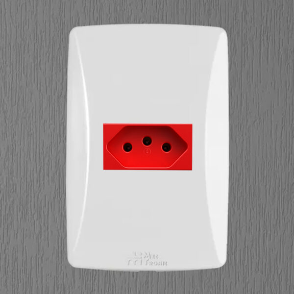 Módulo Tomada 20A 250V Vermelha Linha Petra 39259 Mec-Tronic