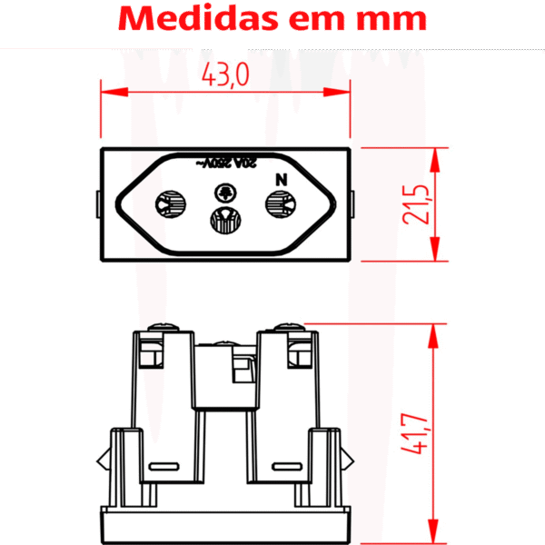 Módulo Tomada 20A 250V Branca 39017 Linha Petra Mec-Tronic