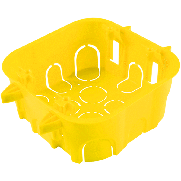 tramontina-57500-072-1002-caixa-de-passagem-eletrica-embutir-4-4-parede-gesso-drywall-amarela-saidas-1-2-e-3-4-tomada-interruptor Caixa de Luz 4x4 Drywall Embutir em Gesso Amarela